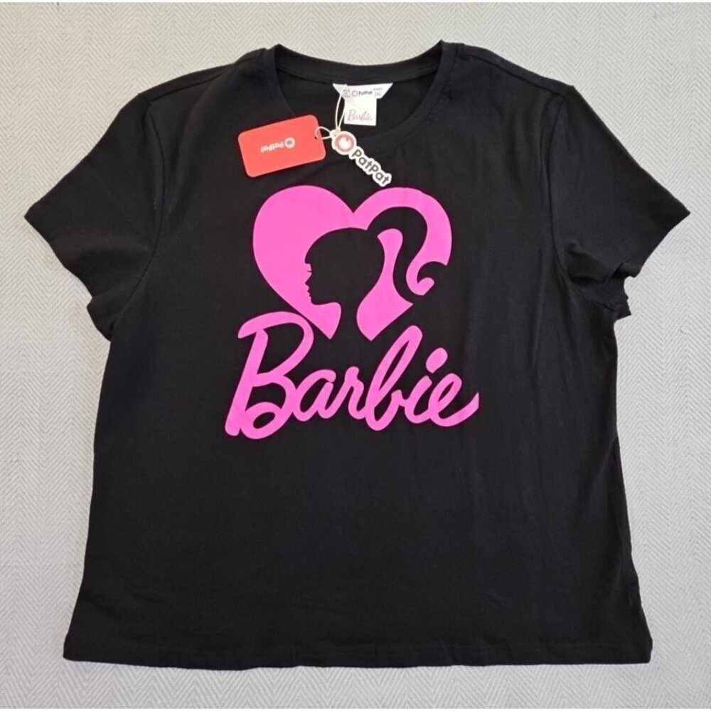 PatPat Barbie Cotton Short Sleeve‎ T-Shirt Women's 2XL Black Pink Profile NWT
